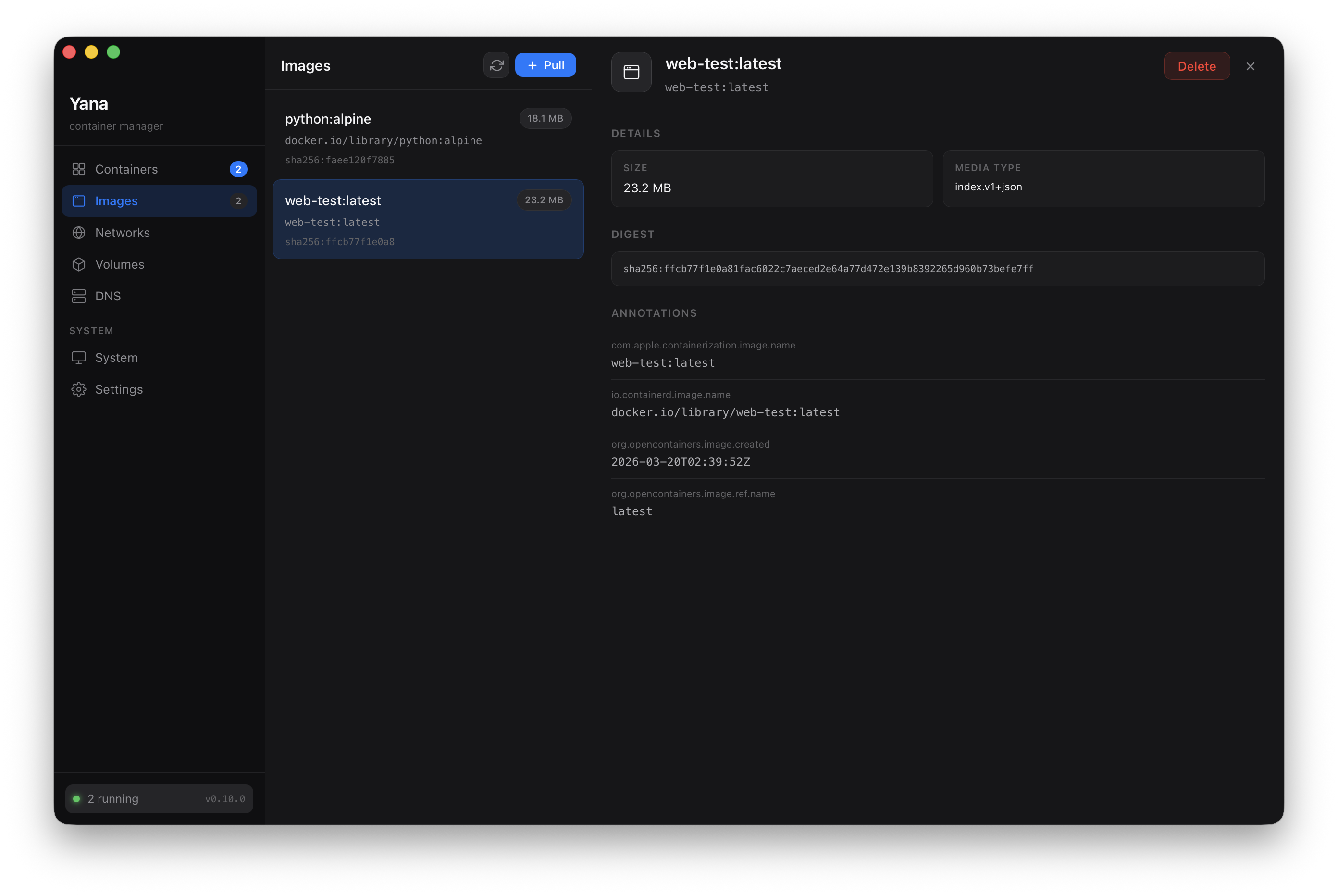 Images view screenshot