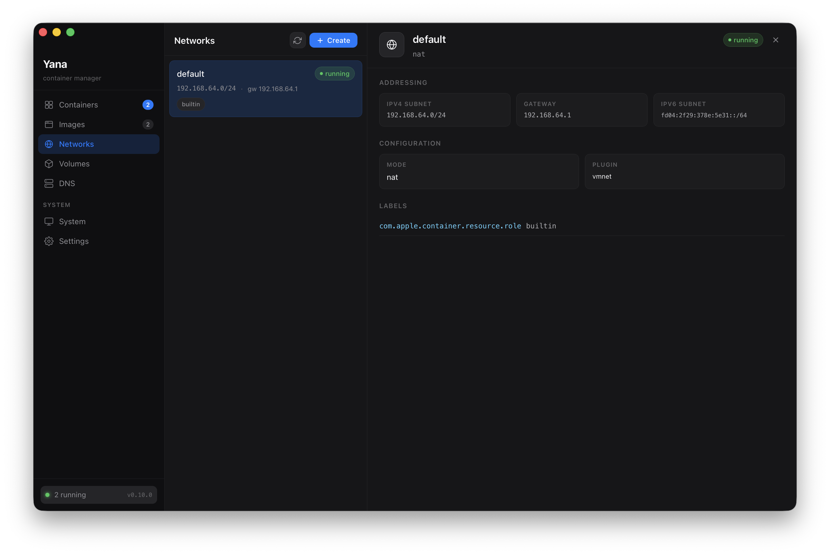 Networks view screenshot